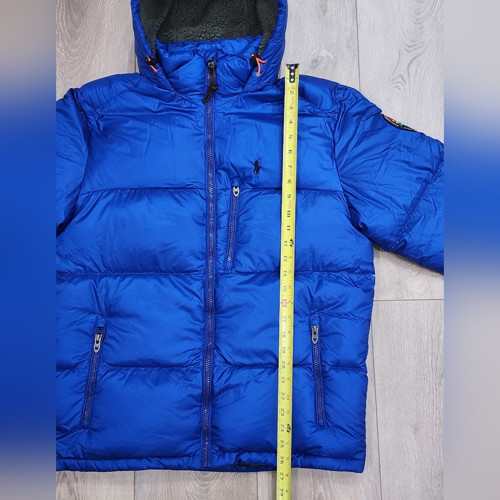 Polo Ralph Lauren Hooded Down Jacket Sportsmen 750 Fill Blue/Camo Sherpa Hood - Picture 8 of 12